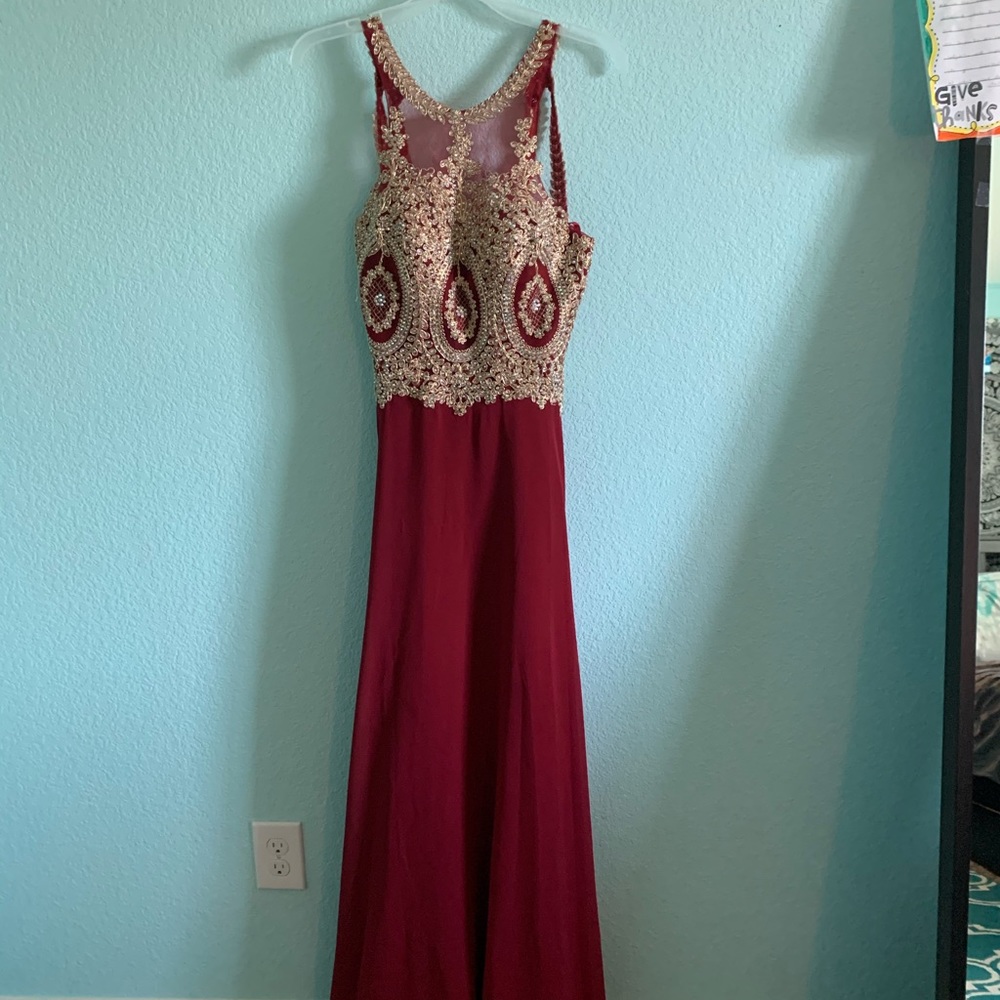 Red Beaded Formal Gown